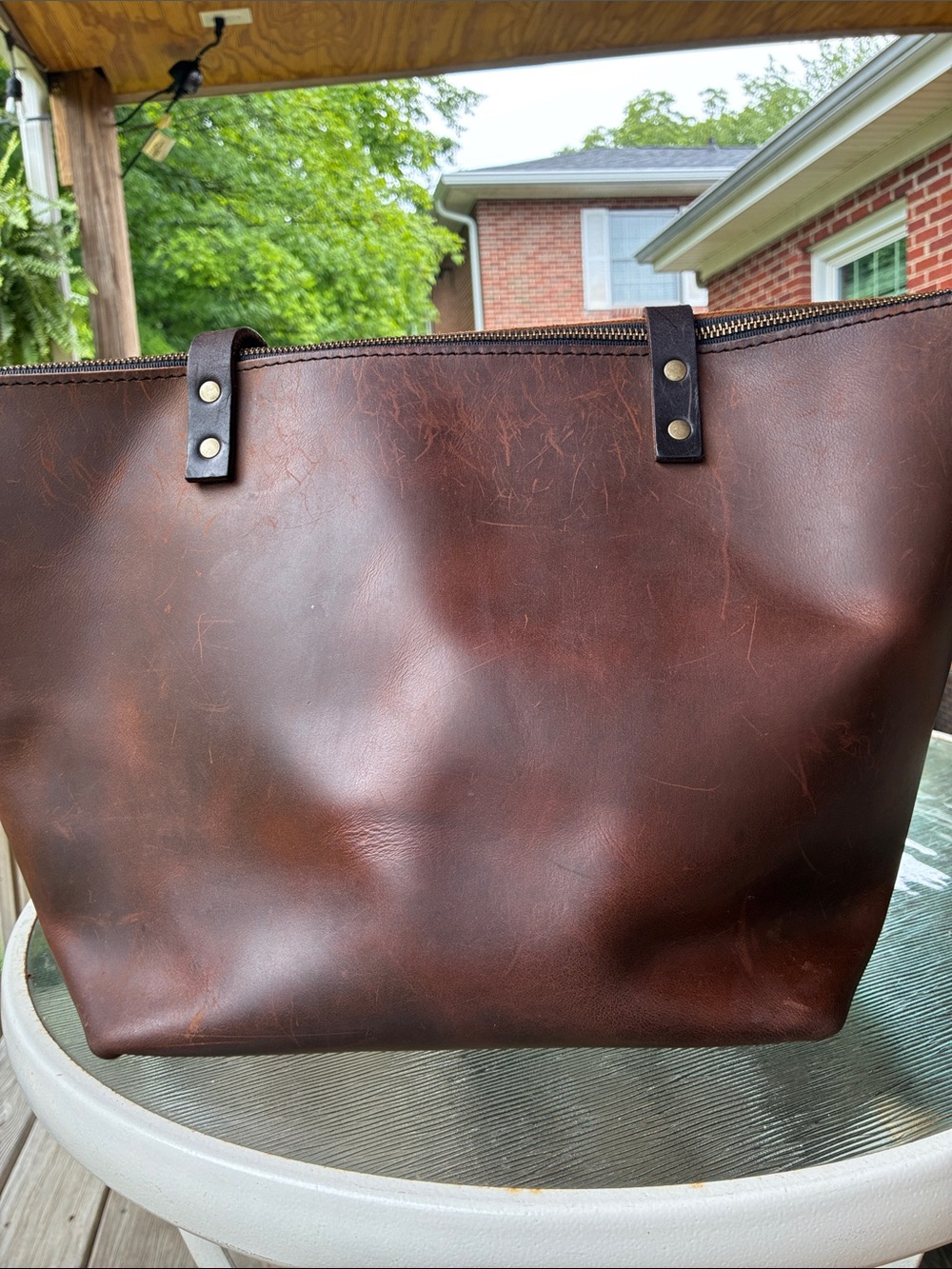 Portland Leather Zippered Large Tote Bag - Picture 7 of 16